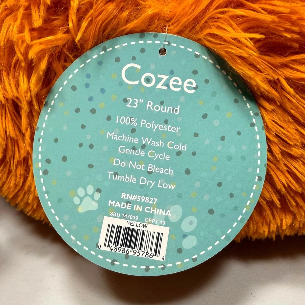 Pawsome Pets Cozee Faux Fur Calming Donut Pet Bed Yellow Orange 23
